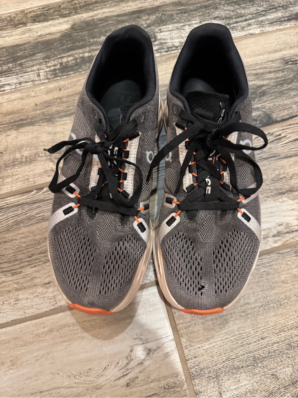 On Running Women's Gray Athletic Shoes with Orange Accents